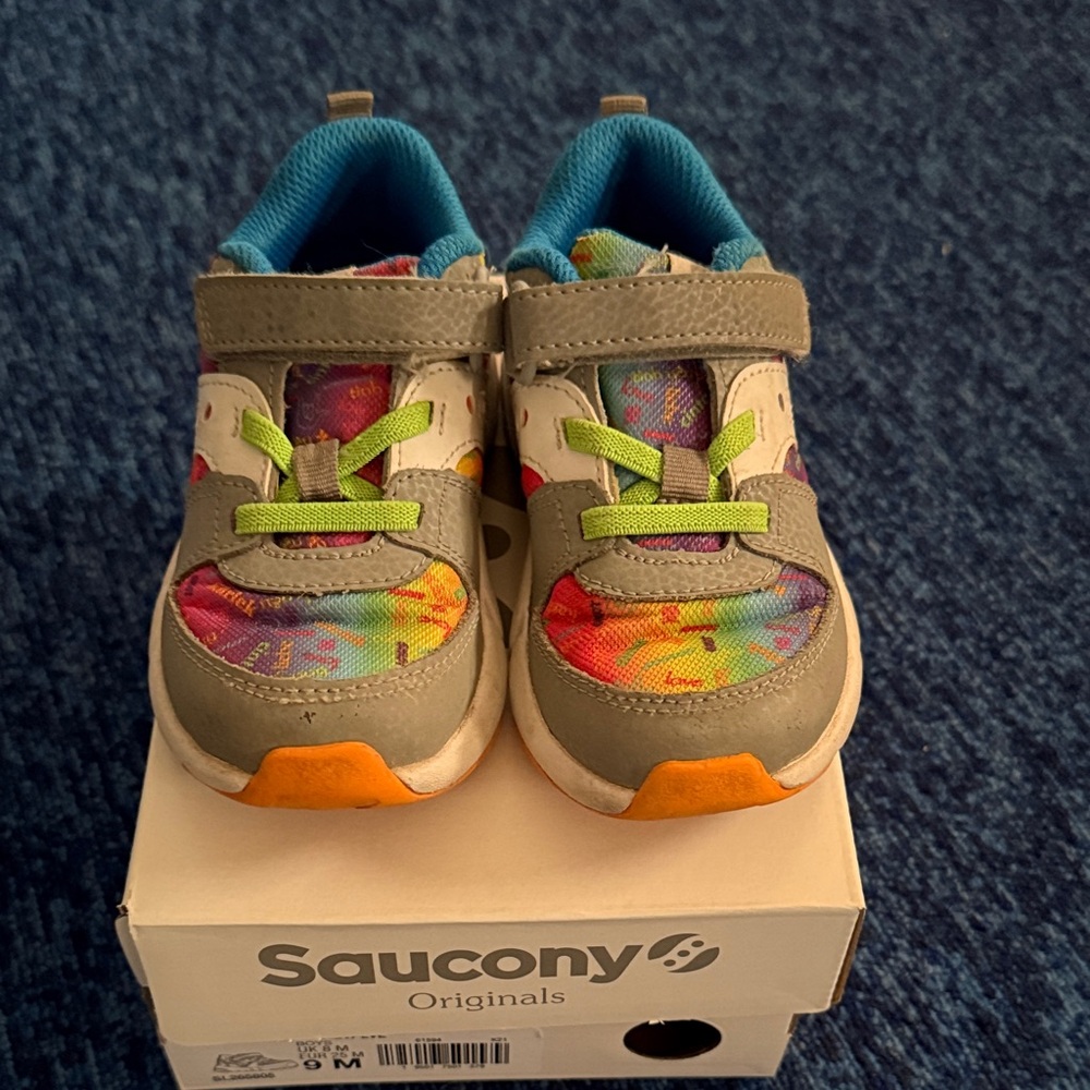 Saucony Kids' Multicolor Sneakers with Gray and Orange Accents